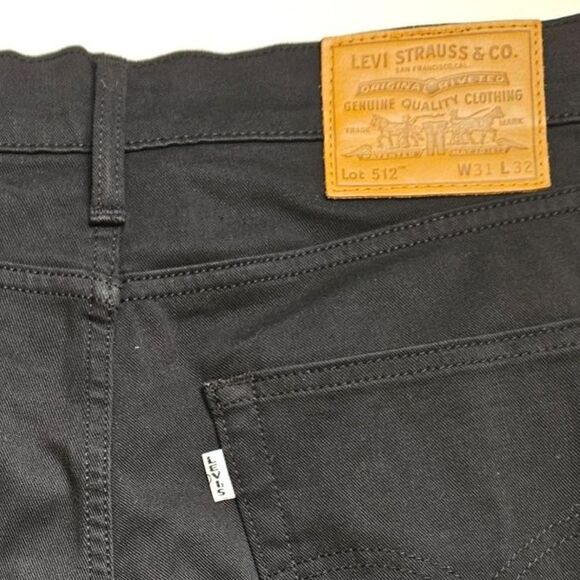 LEVI'S PREMIUM 512 Jeans Mens W31 X L32 Black Slim Taper Leather Patch - Picture 1 of 9